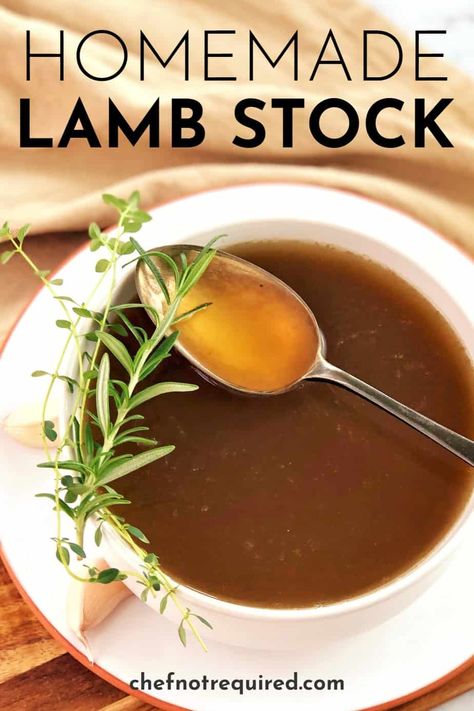 I will show you how to make your own homemade lamb stock. Rich, full flavoured stock with hardly any hands on time. Perfect for making soup, stews or slow cooked casseroles. #chefnotrequired Lamb Stock Recipe, Brown Stock Recipe, Lamb Stock, Lamb Gravy, Lamb Roast Recipe, French Cuisine Recipes, Lamb Shoulder Roast, Making Soup, Slow Cooker Lamb