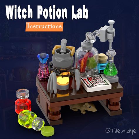 Potion Lab, Lego Harry Potter Moc, Lego Haunted House, Lego Blueprint, Lego Library, Witch Kitchen, Lego Halloween, Lego Hogwarts, Lego Accessories