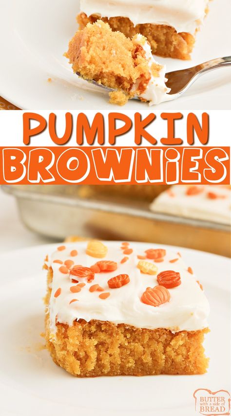 Pumpkin Bars With Cream Cheese, Bars With Cream Cheese Frosting, Bars With Cream Cheese, Pumpkin Delight, Pumpkin Brownies, Pumpkin Bars, Pumpkin Recipes Dessert, Delicious Cream, Fall Dessert