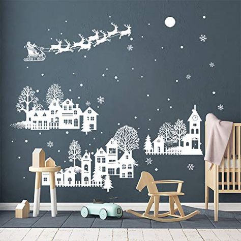 Christmas Wall Decals, Peeling Wall, Kids Bedroom Boys, Driftwood Art Diy, Silhouette Christmas, Shop Home Decor, Christmas Town, Merry Christmas Decoration, Snowflake Decorations