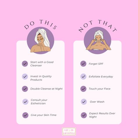 Here are just a few of the many Dos and Don’ts of skincare. Make sure to do research on effective products before integrating them into your skincare routine. It will take trial and error before you find a skincare routine that works for you, so don’t be discouraged if a certain product doesn’t work right away. Visit our website for more skincare tips. https://lizfelifestyle.com/ Ginger Smoothie, Trial And Error, Diy Hair Care, Skincare Tips, Touching You, Diy Hair, Esthetician, Online Magazine, Beauty Brand