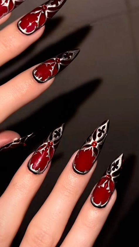 Real Goth, Goth Nail Art, Vampire Nails, Gothic Nails, Goth Nails, Nails Only, Dark Nails, Fire Nails, Pretty Acrylic Nails