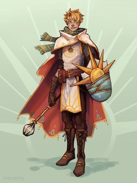 Cleric Outfit Design, Cleric Dnd Outfit, Male Cleric Dnd, Light Cleric Dnd, Dnd Cleric Outfit, Peace Cleric, Cleric Dnd Art, Dnd Cleric Art, D&d Cleric