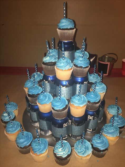 Cupcake Beer Tower Beer Cupcake Tower, Alcohol Tower, Beer Cupcake, Birthday Bouquets, Beer Can Cakes, Beer Cupcakes, Birthday Beer Cake, Birthday Beer, Beer Tower