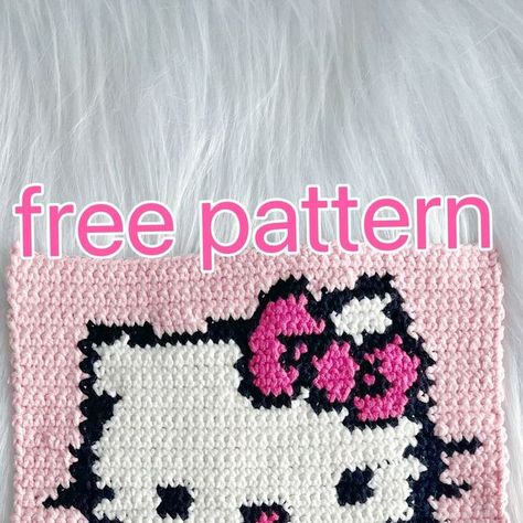 shujun shao on Instagram: "Free Pattern Share  Hi, guys, thanks for loving this hello kitty. I do appreciate all your likes. You can follow the pixel grid to make your own one.   Crochet hook: 3.5mm Yarn: DK weight Finished size: height-24.5cm, width-21cm  If you have any questions, pls let me know, I'd love to help, thanks!!!  Have fun❤️❤️❤️." Hello Kitty Blanket Crochet Pattern, Hello Kitty Crochet Graph, Hello Kitty Crochet Grid Pattern, Hello Kitty Pixel Crochet, Hello Kitty Crochet Tapestry, Hello Kitty Granny Square Pattern, Hello Kitty Pattern Crochet, Hello Kitty Pixel Grid, Crochet Grid Patterns Small Simple