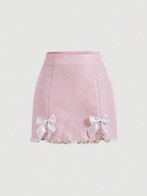 SHEIN MOD Bow Detail Split Hem Skirt | SHEIN USA Trilogy Tour, Split Hem Skirt, Rok Mini, Women Short Skirt, Women Skirts, Pink Skirt, Kawaii Clothes, Cute Skirts, Pink Shorts