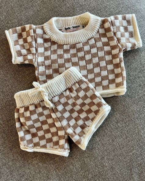 Knit Checkered Short Set - 5T Bb Style, Boy Fits, Baby Fits, Lil Baby, Boy Mom, Neutral Baby, Baby Boutique, Short Set