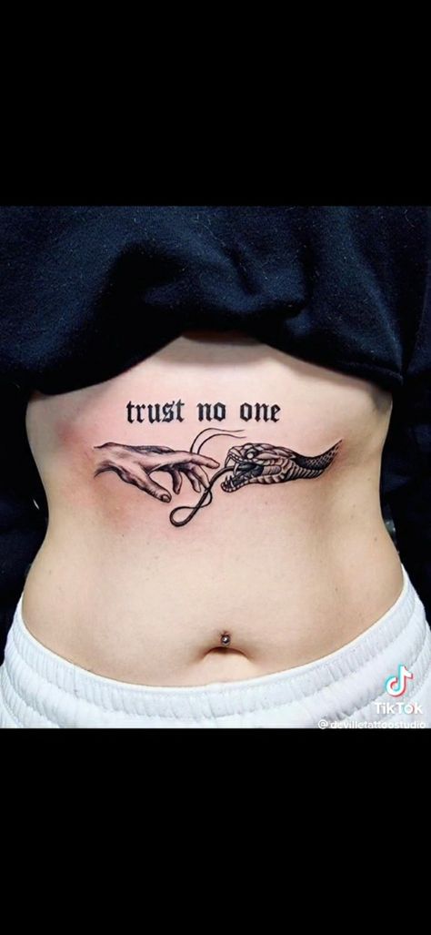 Tattoos For Masculine Women, Cheating Tattoo For Women, Cheated On Tattoo Ideas, Masculine Tattoos For Women, Masculinity Tattoos, Side Burn Tattoos For Women, Tattoos For Baddies, Tattoo Trust No One, Trust No One Tattoo Design