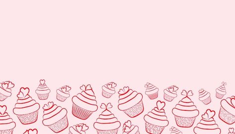 Cupcakes decorated with hearts sample ou... | Premium Vector #Freepik #vector #cupcake-background #dessert #cake-illustration #cake-background Cupcake Graphic Design, Cake Background Design, Cupcake Background, Cupcake Outline, Dessert Background, Countdown Ideas, Pink Bg, Cupcakes Wallpaper, Cake Background