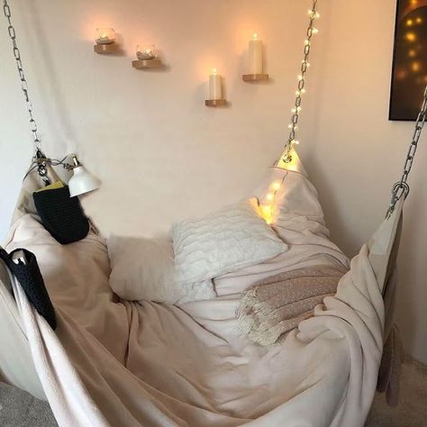 Room Hammock, Indoor Hammock Bed, Hammock In Bedroom, Classy Rooms, Indoor Ideas, Indoor Hammock, Outdoor Hammock, Cozy Room Decor, Dream Room Inspiration