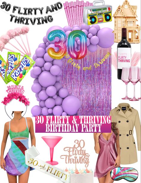 Click to shop Thirty And Flirty And Thriving 30th Birthday Parties, 30 Flirty And Thriving Party Decorations, Y2k 30th Birthday, 30 And Flirty And Thriving, 1993 Birthday Party Theme, 1993 Party Theme, Thirty Flirty And Thriving Party Ideas, 13 Going 30 Party, 13 Going On 30 Party Theme