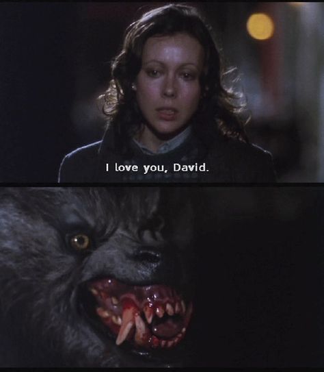 From American Werewolf in London, 1981.  1981 was a good year for Beauty and Beast films.  This groundbreaking horror blended humour and fairytale with incredible effects for the time.  AWIL absolutely went for the connection between beauty and the beast. Jenny Agutter, An American Werewolf In London, Werewolf In London, American Werewolf In London, Film Genres, Werewolf Art, Famous Monsters, Howl At The Moon, Horror Lovers