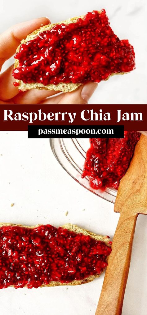 This raspberry jam is tart yet sweet, made using only three nutrient dense ingredients, zero refined sugar, and chia seeds to make it extra thick and pack a punch of plant based protein. Chia Seed Jam, Homemade Apple Butter, Chia Jam, Vegan Banana Bread, Dessert Sauces, Raspberry Jam, Fun Treats, Apple Butter, Vegan Options