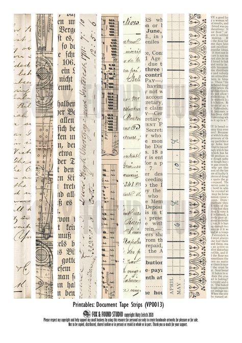 Antique Document Tape Strips Printable Ephemera Digital - Etsy Portugal Paper Tape Design, Vintage Aesthetic Stickers Printables, Free Paper Printables, Vintage Paper Printable, Junk Journal Collage, Printable Wall Collage, Scrapbook Frames, Printable Vintage Art, Printable Ephemera