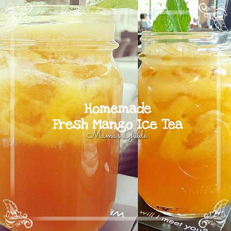 Homemade Fresh Mango Iced Tea Essen, Fresco, Alkaline Drinks, Healthy Iced Tea, Mango Iced Tea, Iced Tea Recipes Homemade, Mango Green Tea, Homemade Iced Tea, Mango Tea