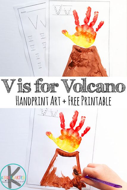 V Is For Volcano, Letter V Crafts, Letter V Worksheets, Volcano Projects, Abc Crafts, Kids Worksheets, K Crafts, Preschool Letters, Handprint Craft