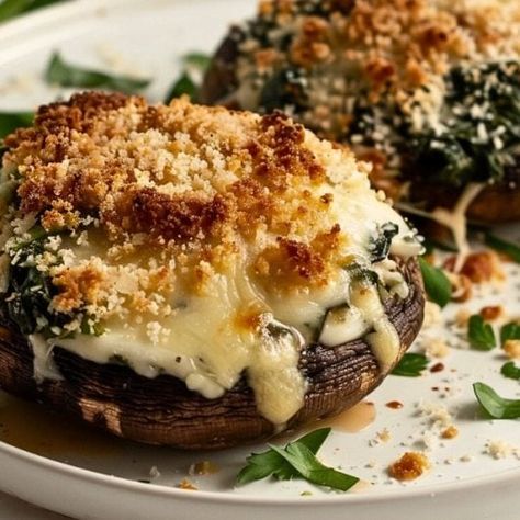 Easy Stuffed Portobello Mushrooms Recipe Chicken Florentine Casserole, Stuffed Portabella, Portabella Mushrooms Recipes, Portobello Mushroom Recipes, Portabella Mushrooms, Chicken Florentine, Cooking Challenge, Stuffed Portabella Mushrooms, Mushroom Recipes