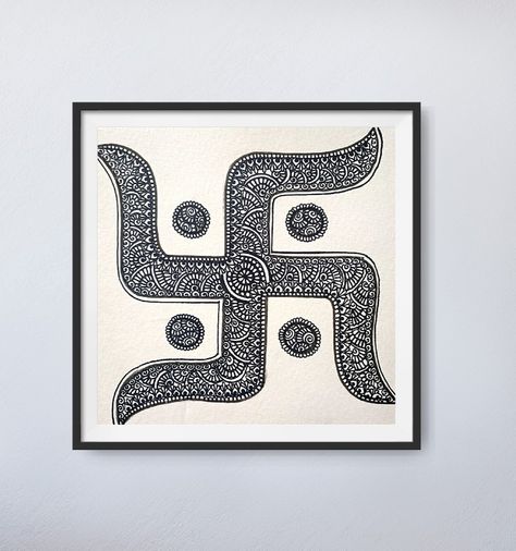 Swastik Mandala Art, Hindu Wall Art, Hindu God Mandala Art, Hinduism Art Symbols, Mandala Frame Wall Art, Mandala Art Border Design, Mandala Art Frame, Name Mandala Art, Om Mandala Art