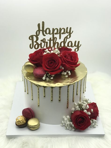 Bday Cake For Brother, Red And Gold Birthday Cake, 25th Anniversary Cake Ideas, Anniversary Cake Ideas, 25th Anniversary Cake, Cake For Women, 75 Birthday Cake, Red Birthday Cakes, Birthday Cake For Mom