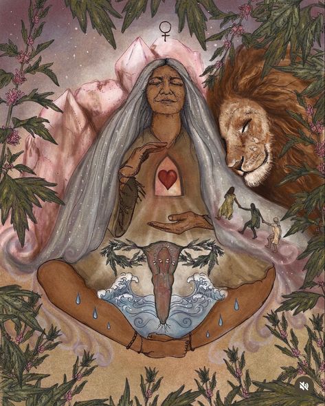 Herbal Astrology, Sacred Feminine Art, Goddess Spirituality, Sacred Woman, Womb Healing, Divine Feminine Spirituality, Medicine Woman, Spiritual Artwork, Sacred Feminine