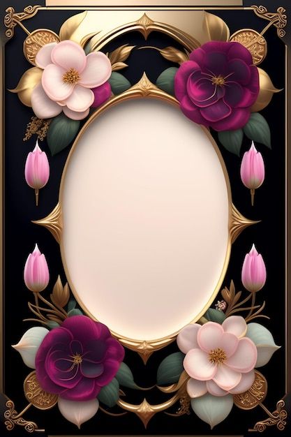 Free photo a frame with flowers and a go... | Free Photo #Freepik #freephoto Beautiful Picture Frames, Flowers Frame Design, Image Frame Design, Flower Frame Design Beautiful, Beautiful Frame Background, Photo Frame Design Creative, Floral Border Design Frames, Frame Photo Design, Free Borders And Frames