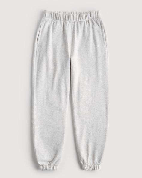 Women's Feel Good Fleece Dad Joggers | Women's Clearance | HollisterCo.com Coquette Wishlist, White Sweatpants Outfit, Journal Banner, Hollister Joggers, Hollister Sweatpants, White Sweatpants, Sweatpants Outfit, Sweat Joggers, Hollister Pants