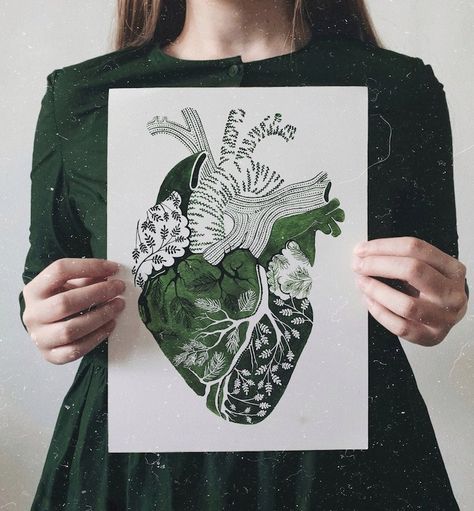 Plants Art, Plant Art Print, Human Heart, Botanical Watercolor, The Human Body, Plant Print, Plant Art, Anatomy Art, Heart Art