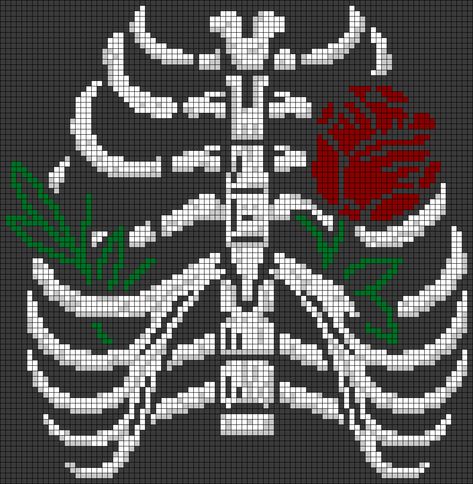 Bones Cross Stitch, Goth Grid Patterns, Skeleton Grid Pattern, Skeleton Alpha Pattern, Alpha Patterns Halloween, Pixel Grid Art Alpha Patterns, Horror Alpha Pattern, Goth Alpha Pattern, Pixel Art Pattern Ideas