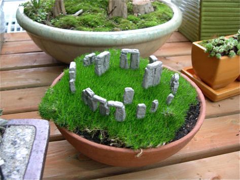 how to make a miniature stonehenge garden for the solstice, gardening, how to Halloween Fairy Garden, Plantas Bonsai, Halloween Fairy, Garden Miniature, Faeries Gardens, Moss Garden, Garden Terrarium, Garden Fairy, Terraria