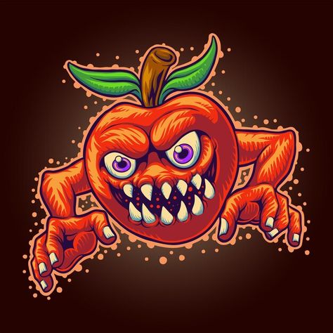 Mango Monster, Monster Fruit, Fruit Monster, Dragon Fruit Vector, Fruit Monster Illustration, Vector Fruit Illustration, Apple Illustration, Fruit Illustration, Character Illustration