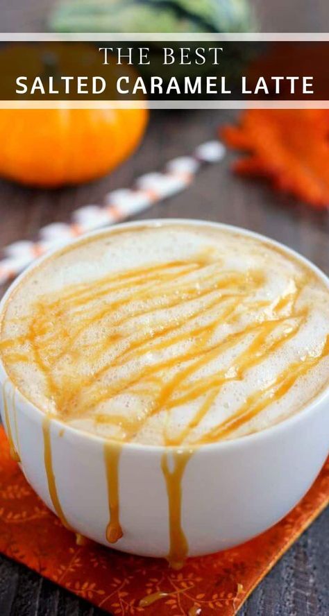 Salted Caramel Coffee Recipe, Salted Caramel Latte Recipe, Coffee Shop Drinks, Caramel Latte Recipe, Keurig Recipes, Ninja Coffee Bar Recipes, Salted Caramel Latte, Homemade Pumpkin Spice Syrup, Salted Caramel Coffee