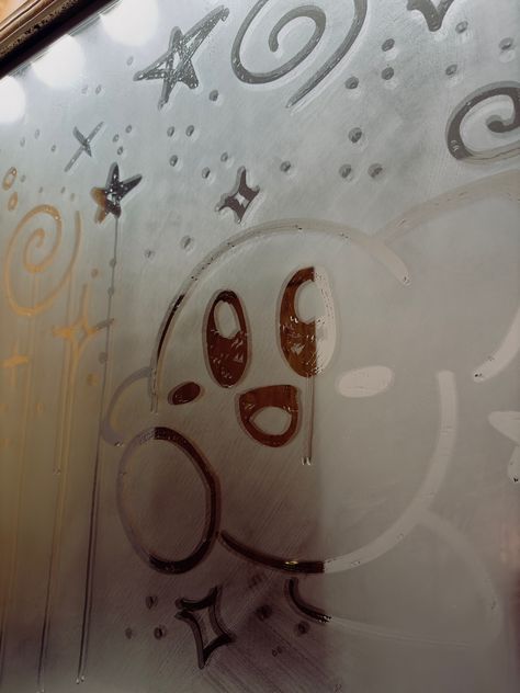 kirb dawg Mirror Drawing Aesthetic, Foggy Mirror Aesthetic, Jordans Sticker, Foggy Mirror, Aesthetic Low Exposure, Mirror Drawing, Mirror Drawings, Low Exposure, Window Drawing