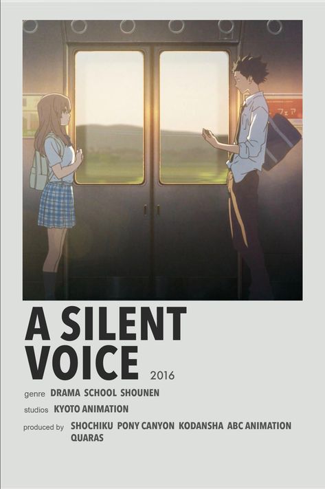 A Silent Voice Anime, Anime Show, Anime Suggestions, Film Posters Minimalist, Kyoto Animation, Poster Anime, Anime Printables, Anime Watch, Movie Poster Wall