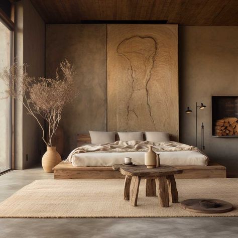 Wabi Sabi Bedroom, Wabi Sabi Interior Design, Beautiful Bed Designs, Wabi Sabi Interior, Japandi Interior, 아파트 인테리어, Style Deco, Dream House Decor, Dream Home Design