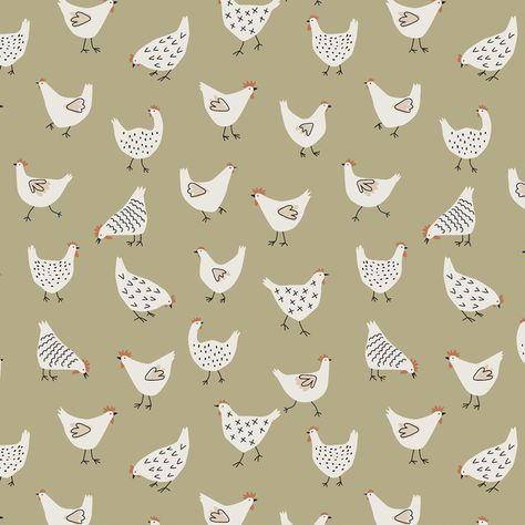 Farm Chickens in Green | Hawthorne Supply Co Chicken Wallpaper Aesthetic, Chicken Wallpaper Iphone, Chicken Phone Wallpaper, Chicken Background, Cowboy Chicken, Farm Fabric Prints, Ranch Art, Chicken Aesthetic, Farm Chickens