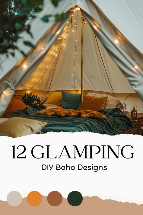 Looking to embrace the great outdoors without sacrificing comfort? Welcome to the luxurious world of glamping! With astounding designs that offer the perfect blend of nature and comfort, glamping has revolutionized the way we camp Glamping Tent Decor, Glamping Setup Ideas, Bell Tent Glamping Ideas, Boho Glamping Tent, Glamping Decor, Glamping Tent Interior Ideas, Glam Tent Camping, Bell Tent Interior Ideas, Boho Camping