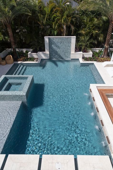 StoneScapes Mini Pebbles French Gray | NPT Pool Finishes French Gray Plaster Pool, Stonescapes Mini Pebble French Gray, Stonescapes French Gray, Geometric Pools, Pool Features, French Gray Pool Plaster, Pool Material, Geometric Pool Designs With Spa, Stonescapes Mini Pebble