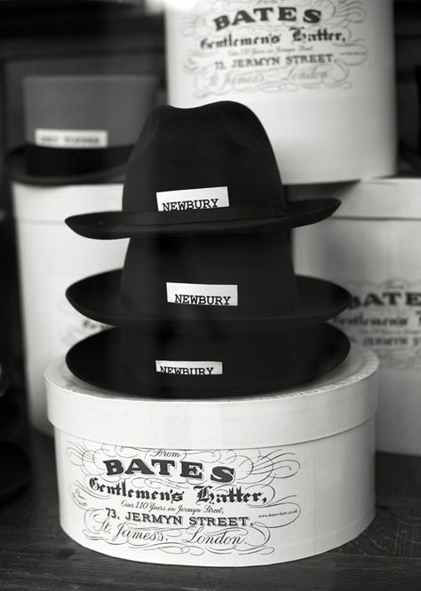 I love the type on the hat boxes - the hats are great too Hat Packaging, Gentleman Hat, Vintage Hat Boxes, Hat Boxes, Love Hat, Pretty Packaging, Hat Box, Packaging Design Inspiration, Hat Pins