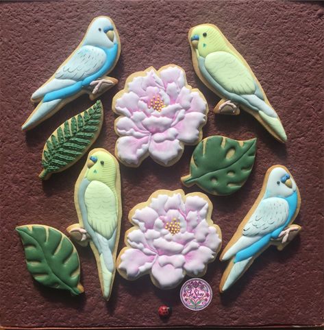 Hummingbird Cookies Decorated, Blue Jay Cookies Decorated, Parrot Cookies Decorated, Bluebird Cookies Decorated, Love Bird Cookies Decorated, Cut Cookies, Light Pink Peony, Kawaii Cookies, Bird Cookies