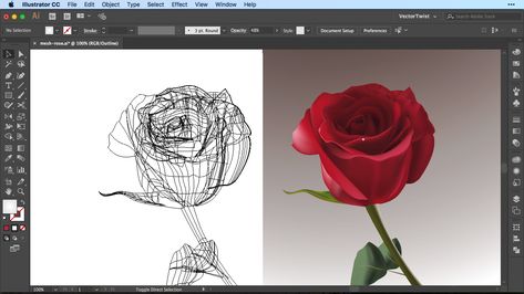 Gradient Mesh Tool in Illustrator CC - Speedart Illustration Gradient, Illustrator Ideas, Blend Tool, Mesh Tool, Adobe Illustrator Cs6, Illustration Tutorial, Illustrator Design Tutorial, Realistic Rose, Speed Art