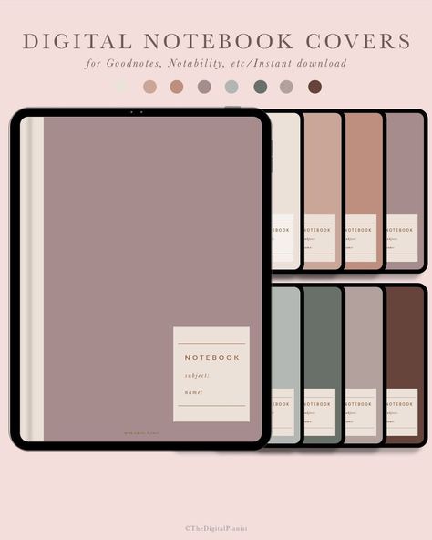 Digital Notebook Covers for ipad and tablet | Goodnotes Covers | Notes Covers Templates | 8 Color Options | Instant Download | US letter | dailyplanner #dailyplanneruk #minimalistdailyplanner #dailyroutineplanner🖌️ Good Notes 5 Notebook Covers, Digital Planner Background, Minimalist Notion Cover, Planner Design Cover, Digital Planner Cover Ideas, Goodnote Notebook Covers, Goodnote Cover Template, Goodnotes Notebook Covers Korean, Etsy Listing Template