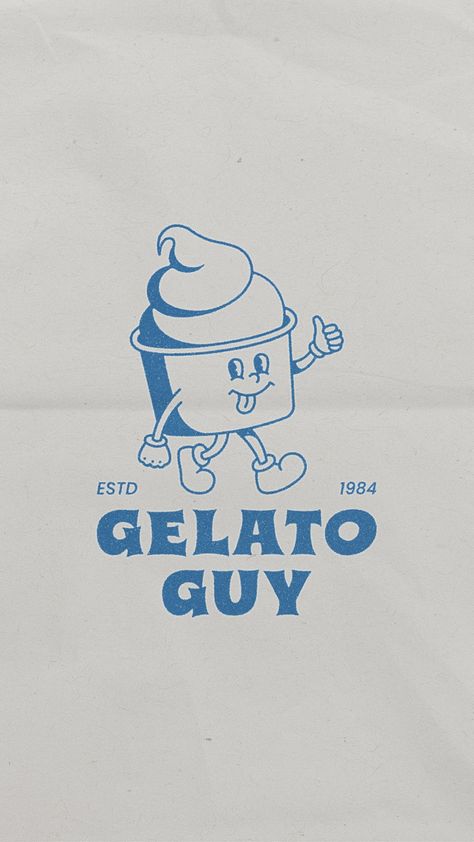 Gelato Poster Design, Gelato Logo Branding, Ice Cream Logo Ideas, Ice Cream Illustration Design, Gelato Illustration, Cafe Shop Logo, Gelato Poster, Ice Cream Branding Design, Ice Cream Graphic Design