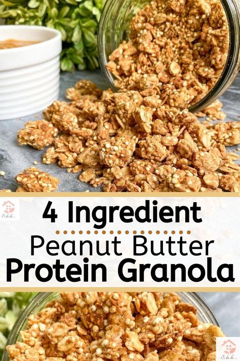 High Protein Granola Recipe, Healthy Peanut Butter Granola, Protein Granola Recipe, Peanut Butter Granola Recipe, High Protein Granola, Make Granola, Protein Granola, Peanut Butter Granola, Gluten Free Granola