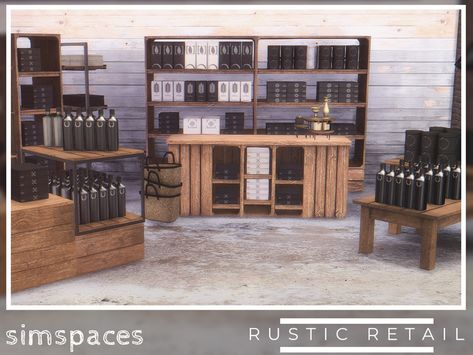 The Sims Resource - Rustic Retail Sims 4 Rustic Cc Furniture, Sims 4 Furniture Store Build, Sims 4 Retail, Sims 4 Cc Retail Store Items, The Sims 4 Industrial Cc, Sims 4 Retail Cc, Sims 4 Store Shelves Cc, Sims 4 Game Packs, Lounge Mirrors