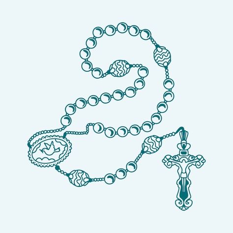 How To Draw A Rosary, Rosary Art Drawing, Rosary Illustration, Rosary Outline, Eden Logo, Rosary Drawing, Rosary Art, Our Lady Of Rosary, Rosary Design