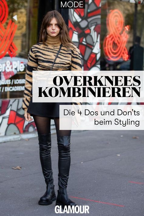 Overknees kombinieren : Die 4 Dos und Don'ts beim Styling der hohen Trend-Stiefel Styling Fashion, Outfit Jeans, Outfit Trends, Minimal Chic, Outfit Winter, Fall Fashion Trends, Fashion Outfit, Fashion Boots, Over Knee Boot