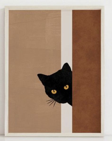 Cat Drawing Canvas, Cat Moon Painting, Funny Cat Painting Easy, Simple Cat Painting Ideas, Minimalist Cat Painting, Easy Cat Paintings For Beginners, Diy Cat Painting, Easy Cat Painting Ideas On Canvas, Cat Acrylic Painting Easy