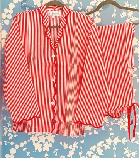 Red and White Stripe Pajama Set — Gatopard Pajama Pattern, Casual Preppy Outfits, Striped Pyjamas, Night Suit, 가을 패션, Night Shirt, Pajama Sets, Red And White Stripes, Preppy Outfits