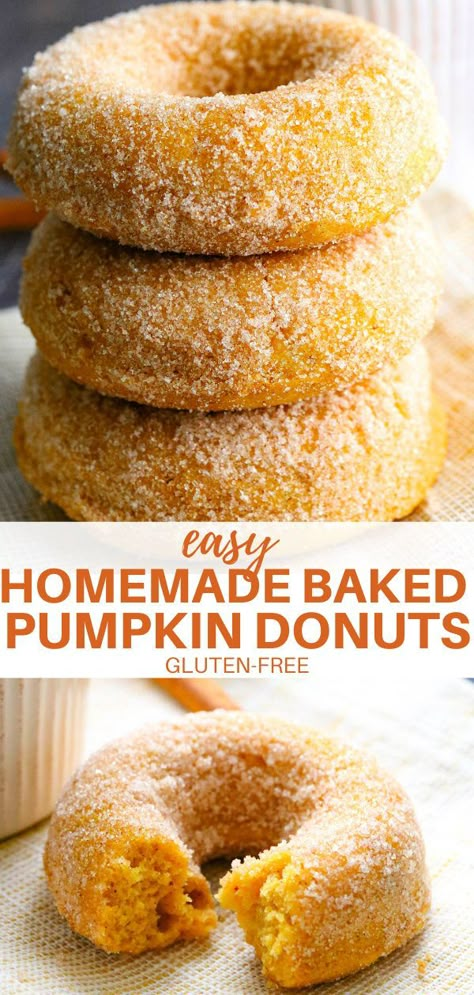 Beignets Cuits, Gluten Free Doughnuts, Gluten Free Pumpkin Recipes, Gluten Free Donuts, Healthy Baked, Pumpkin Recipes Dessert, Homemade Donuts, Healthy Fall, Gluten Free Sweets