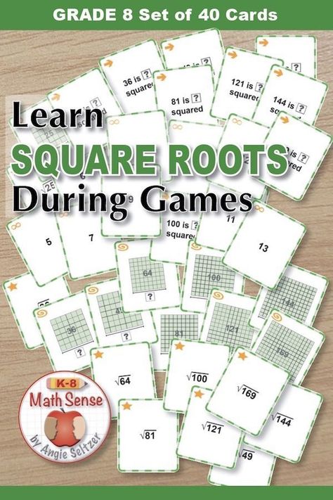 Square Numbers Activity, Perfect Squares And Square Roots, Square Numbers, Math Card Games, Teaching 6th Grade, Montessori Teaching, Math Tutoring, Middle School Math Classroom, Kids Worksheets